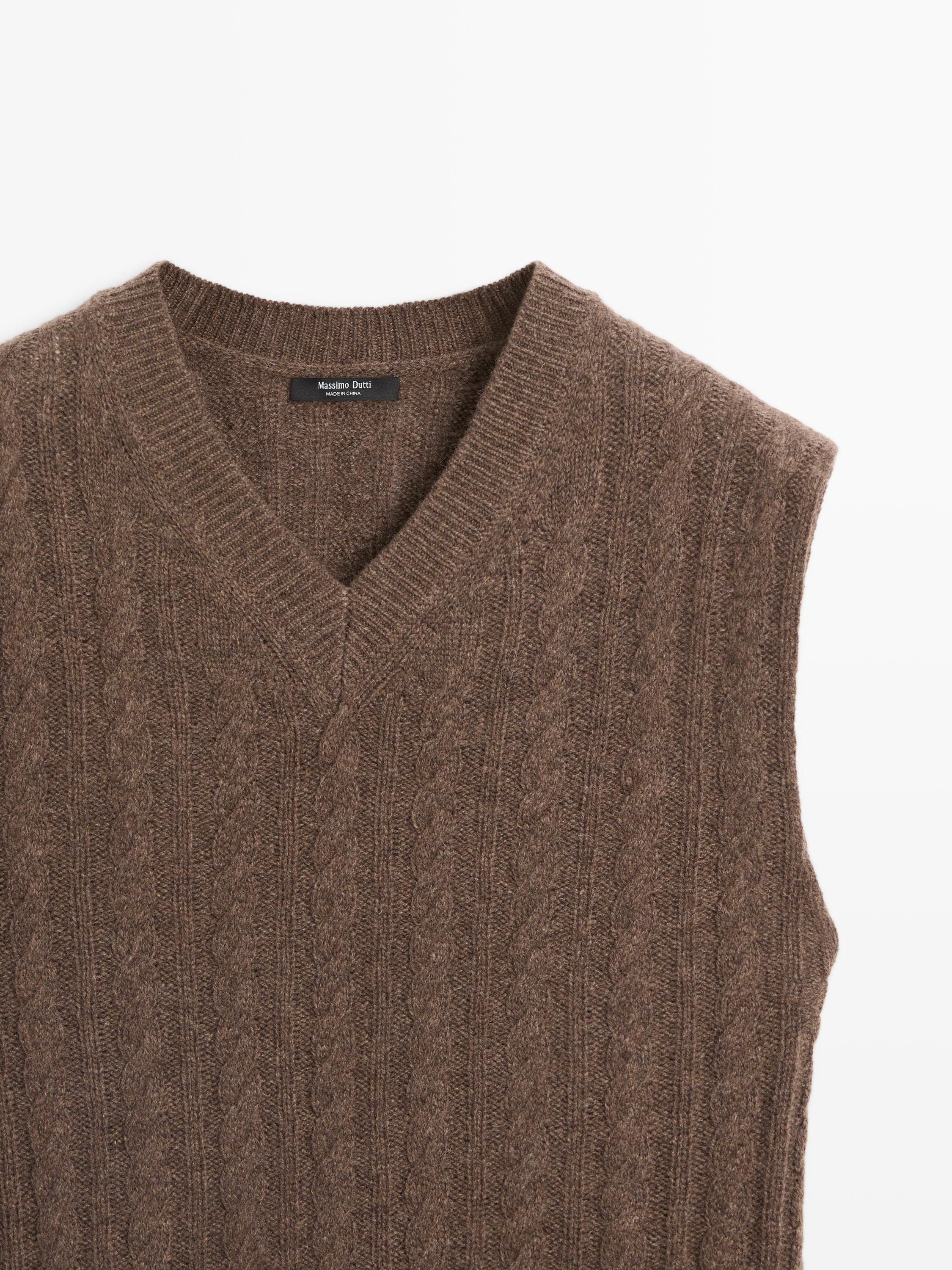 Knit wool blend V-neck vest